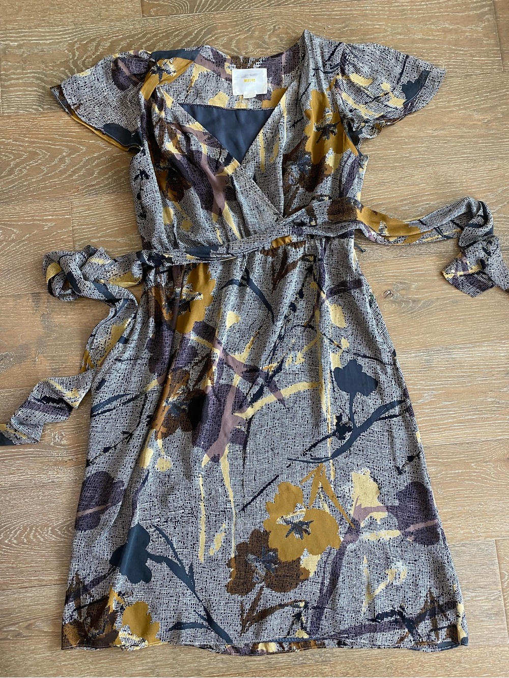New Anthropologie Maeve Bronwen Silk Ruffled Faux Wrap Midi Autumn Fall Dress 6